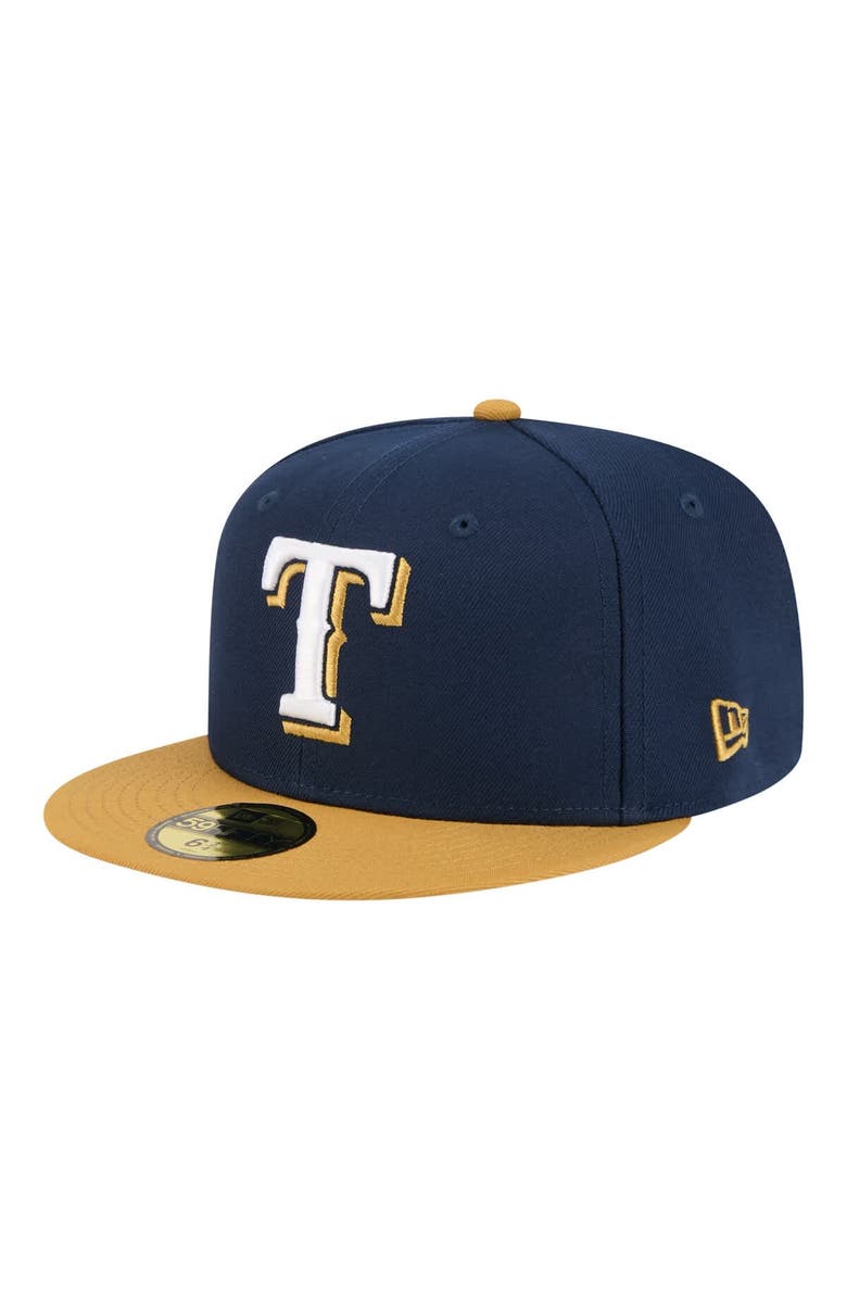 New Era Men's New Era Navy/Khaki Texas Rangers Two-Tone Color Pack 59FIFTY Fitted Hat, Main, color, Navy