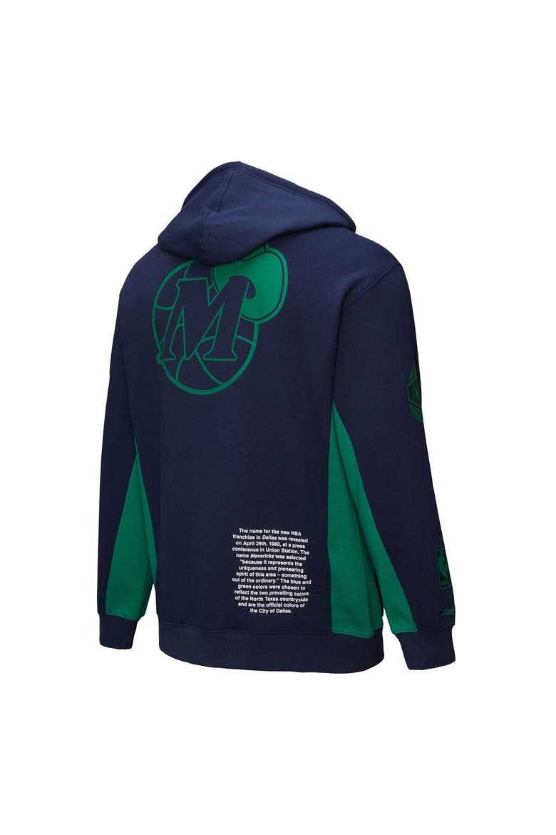Men's Mitchell & Ness Navy Dallas Mavericks Hardwood Classics Team Origins Fleece Pullover Hoodie, Alternate, color, Navy