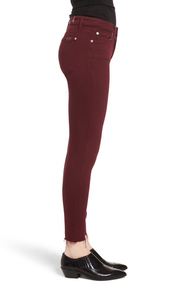 7 For All Mankind <sup>®</sup> Cutoff Hem Ankle Skinny Jeans, Alternate, color,