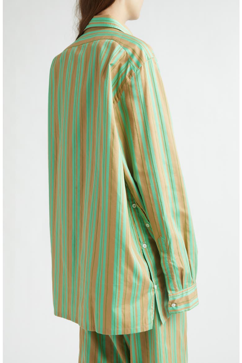 Safari Stripe Oversize Cotton & Silk Button-Up Shirt, Alternate, color, SAFARI STRIPE