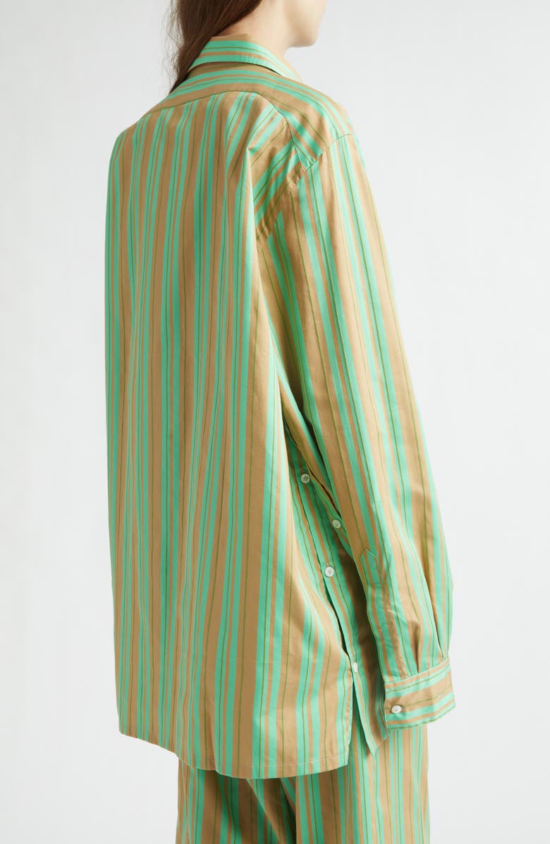 SETCHU Safari Stripe Oversize Cotton & Silk Button-Up Shirt, Alternate, color, Safari Stripe