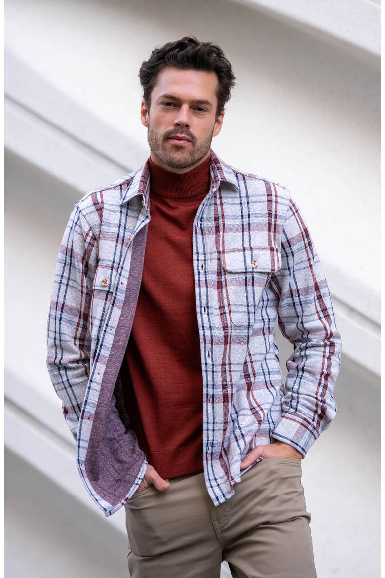 Plaid Knit Button-Up Shirt, Alternate, color, OAT