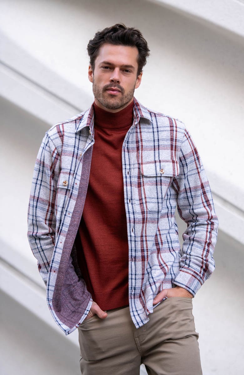 Plaid Knit Button-Up Shirt