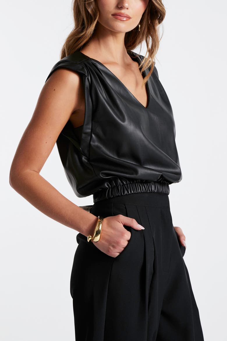 Simone Leather Top, Alternate, color, Latte