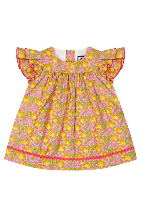 Maeve Ruffle Sleeve Baby Dress Tropical Garden