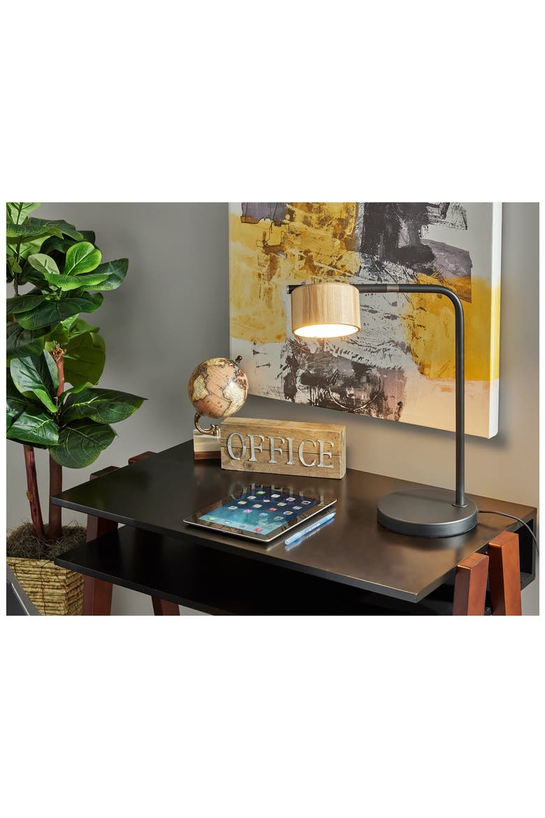 Roman LED Desk Lamp, Alternate, color, BLACK / NATURAL WOOD