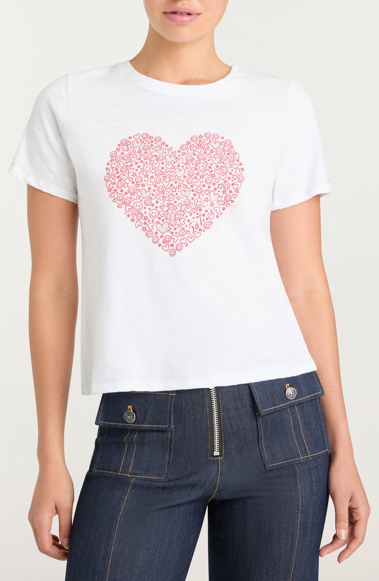 Cinq à Sept Rhinestone Doodle Heart T-Shirt, Main, color, White/ Bisou