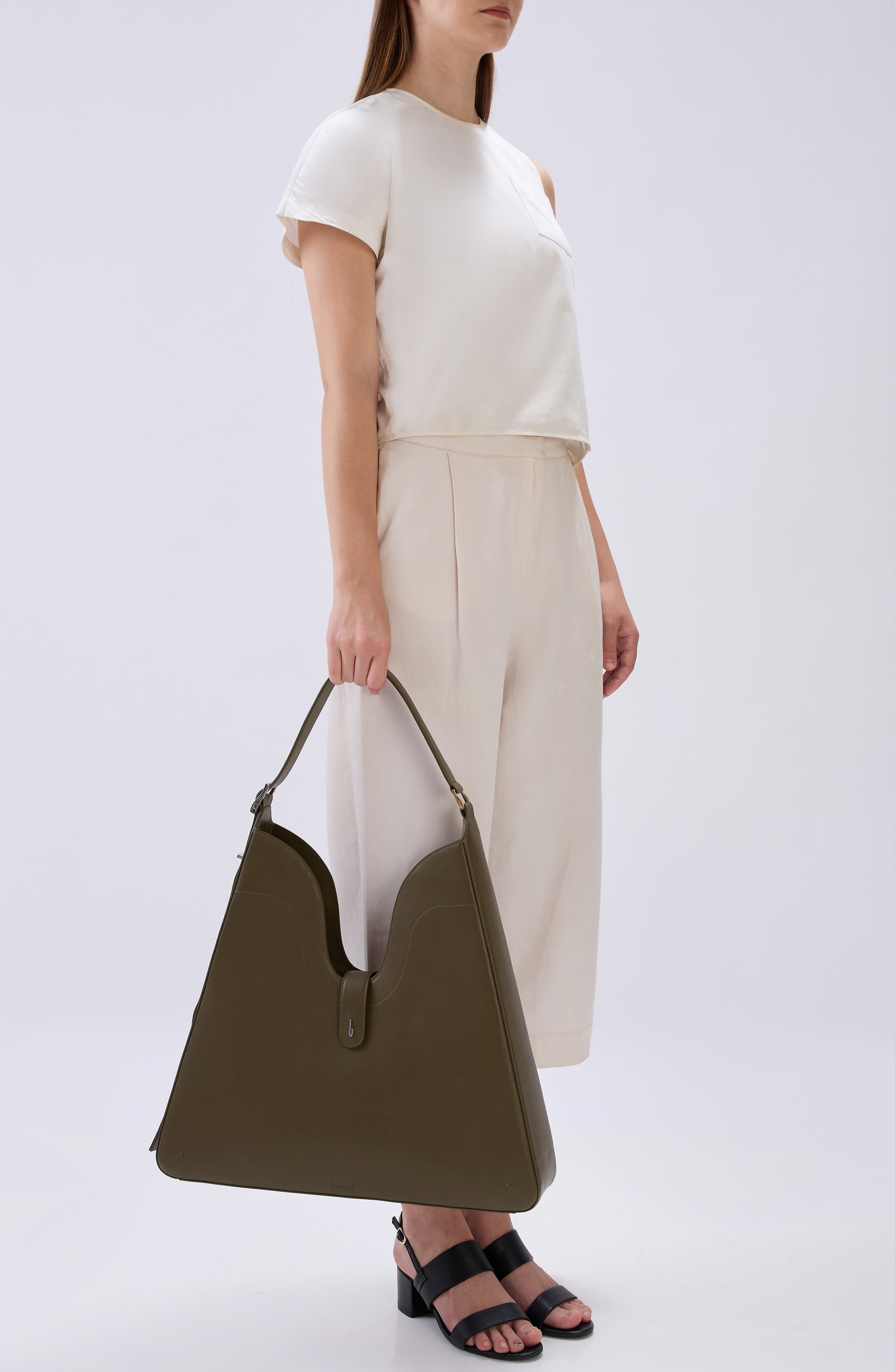 behno Melina Nappa Leather Shoulder Bag, Alternate, color, Wood