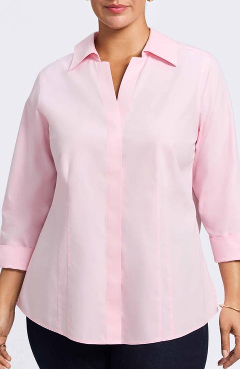 'Taylor' Three-Quarter Sleeve Non-Iron Cotton Shirt (Plus Size)