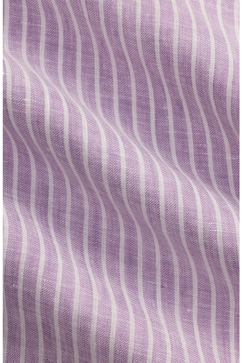 Classic Fit Stripe Linen Button-Down Shirt, Alternate, color, LAVENDER WHITE