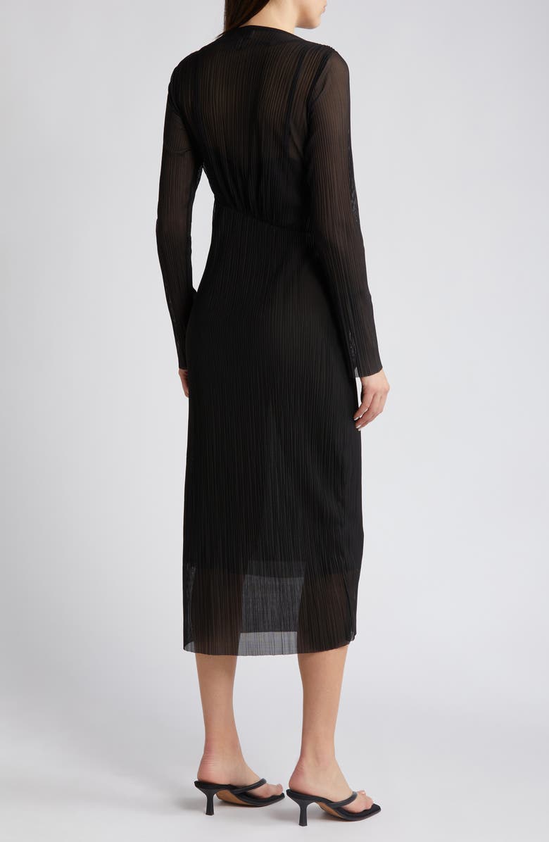 & Other Stories Long Sleeve Crinkle Mesh Midi Dress, Alternate, color, 