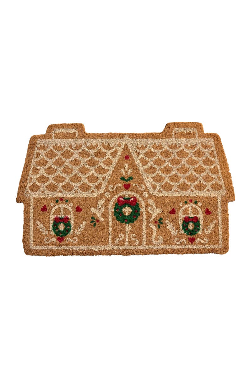 Garam Coir Gingerbread House Door Mat, Main, color, Natural