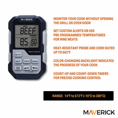 Maverick Single Probe Barbeque Thermometer And Timer In Multi