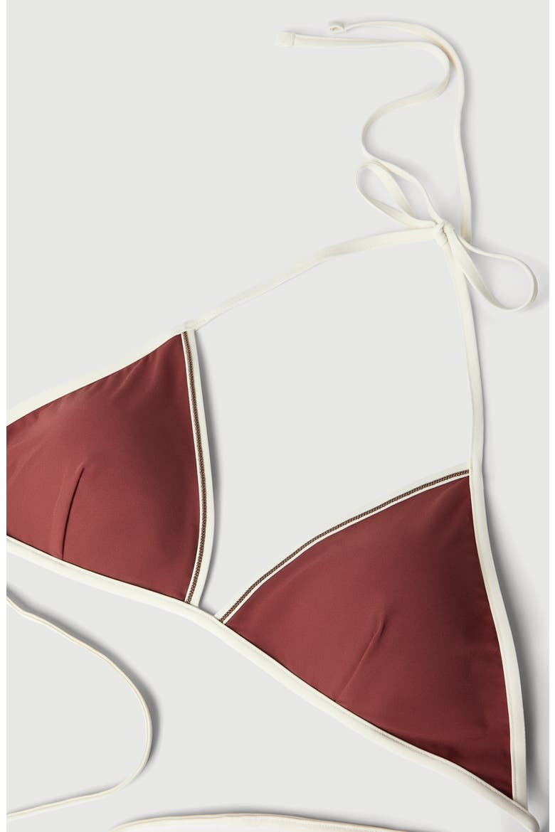 Bikini top with monili, Alternate, color, Bordeaux