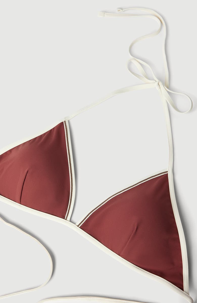 Brunello Cucinelli Bikini top with monili, Alternate, color, Bordeaux