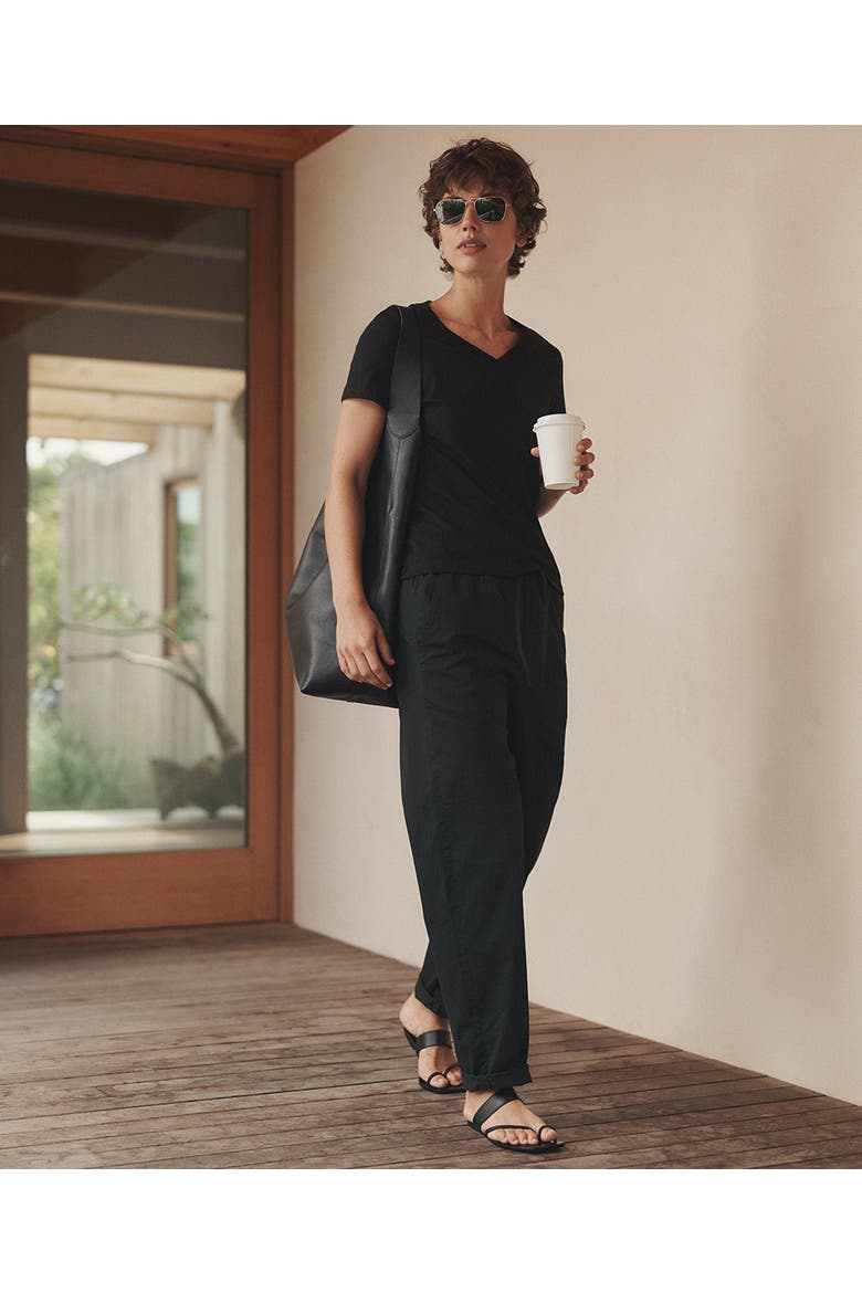 Organic Cotton Peached Twill Pull-On Pant, Alternate, color, Washed Black