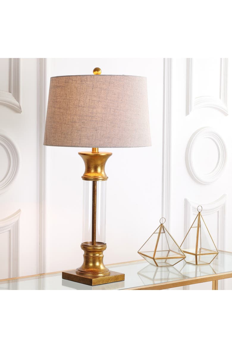 Hunter 32" Metal/Glass LED Table Lamp, Alternate, color, Gold/Clear