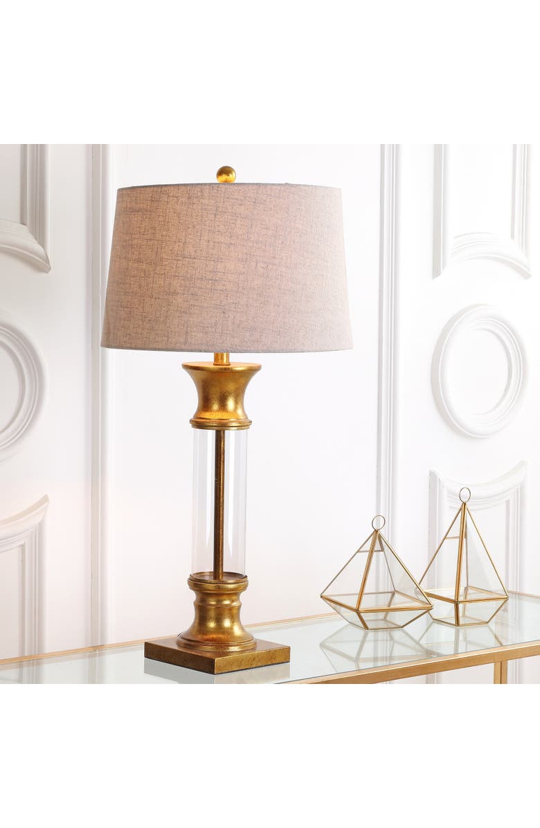 JONATHAN Y Hunter 32" Metal/Glass LED Table Lamp, Alternate, color, Gold/Clear