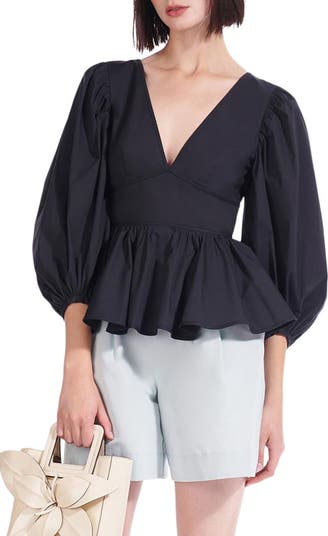 トップス laubeblanc Balloon peplum Tops Balloon peplum Tops – L'AUBE BLANC