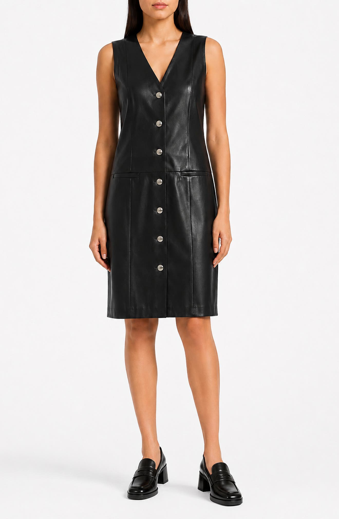 Faux Leather A-Line Dress