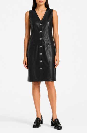 Faux Leather A-Line Dress
