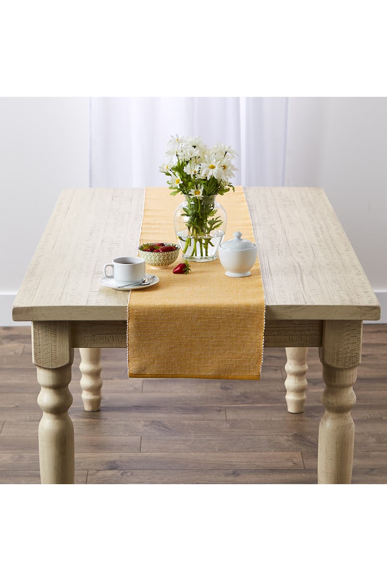 Two Tone Ribbed Table Runner, Alternate, color, Honey Gold