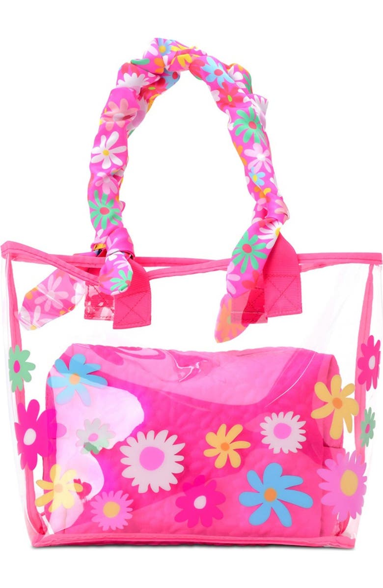 Iscream Kids' Puffy Flowers Clear Tote, Main, color, Pink Multi
