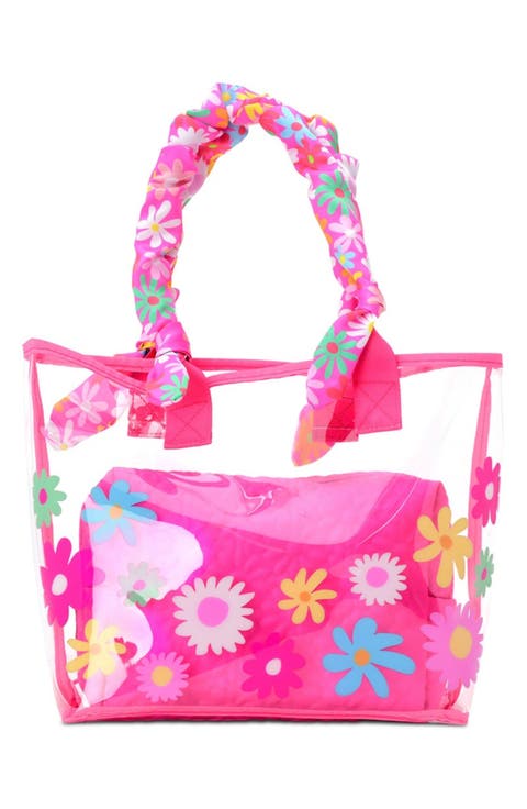 Kids' Puffy Flowers Clear Tote
