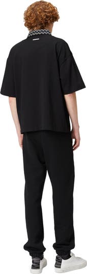 Cotton Jersey Polo Shirt With Chevron Knit Inserts