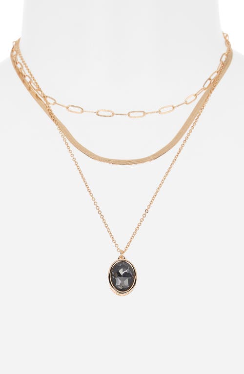 Nordstrom Rack Oval Crystal Pendant Triple Row Necklace