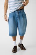 GUESS Pleated Baggy Denim Shorts