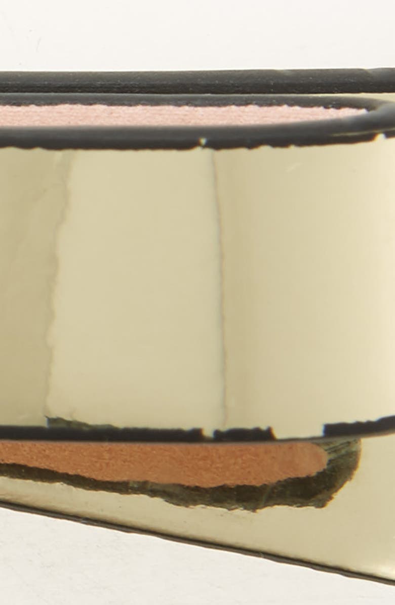 Kate Spade New York classic bow metallic leather skinny belt, Alternate, color,