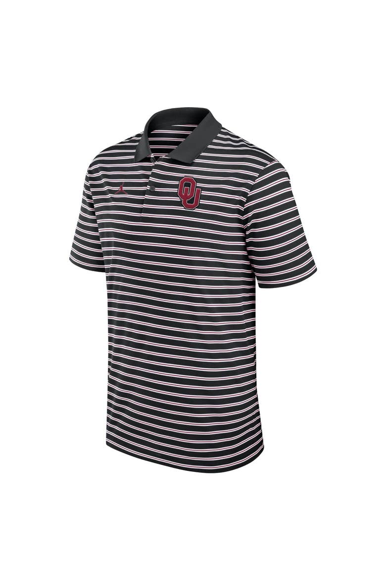Men's Jordan Brand Black/White Oklahoma Sooners Primetime Victory Striped Performance Polo, Alternate, color, Black