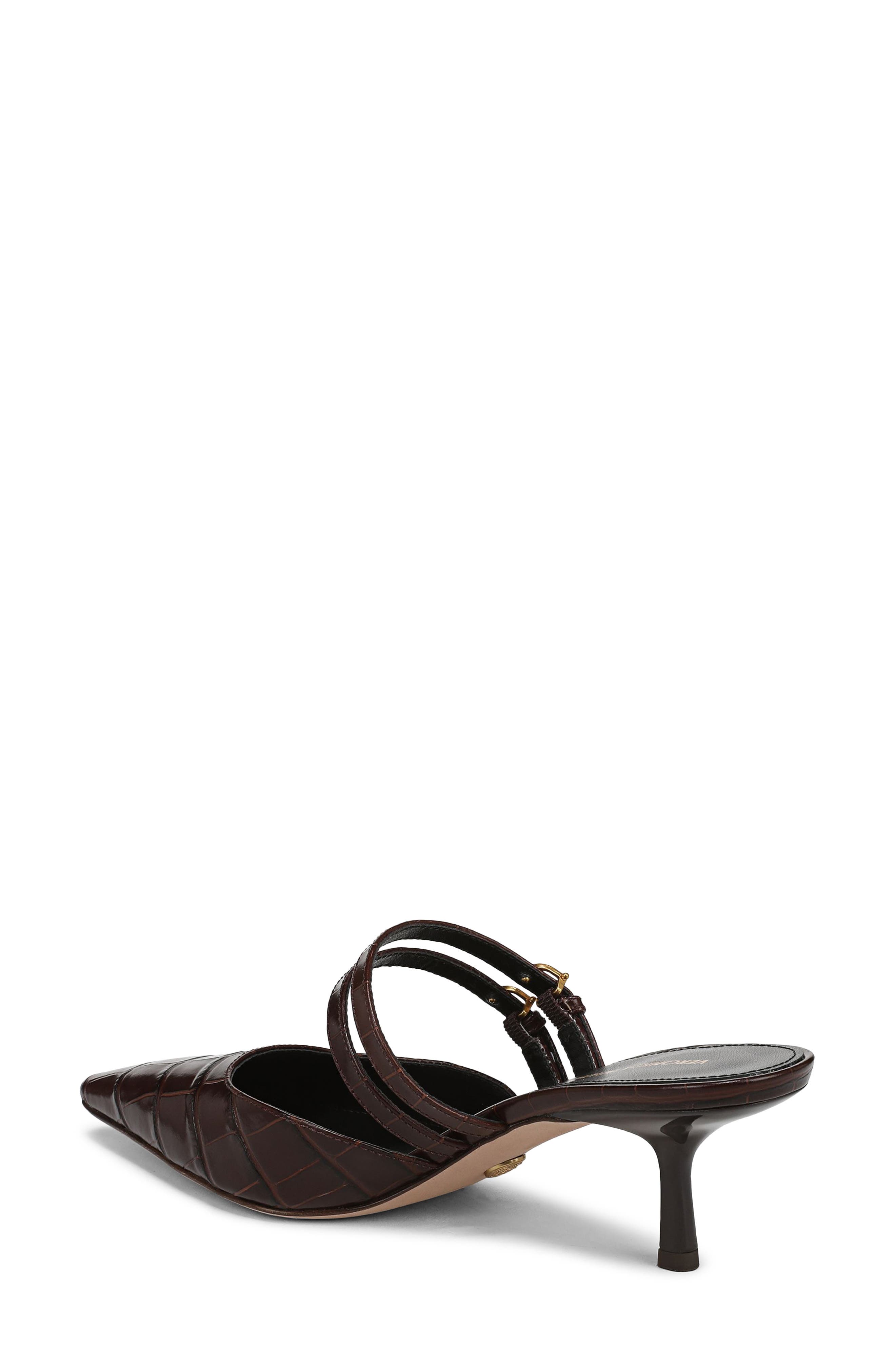 Veronica Beard Corrie Croc Embossed Pointed Toe Pump, Alternate, color, Chocolate