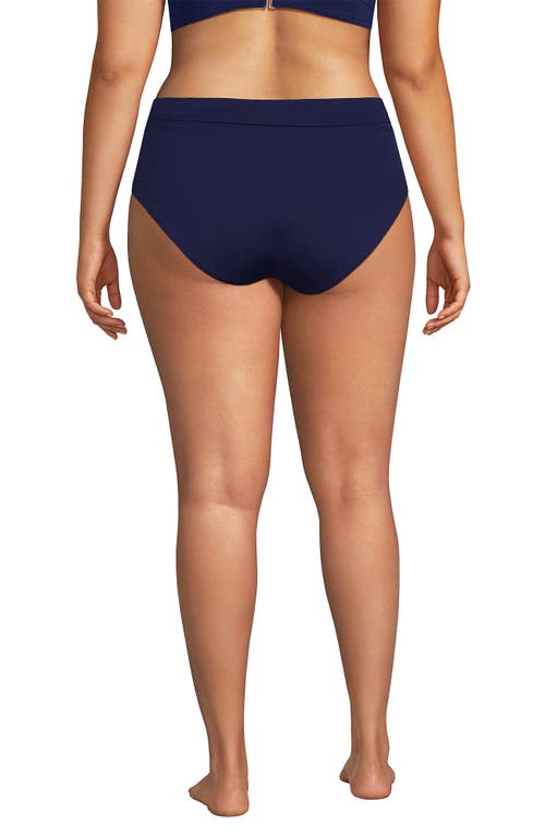 Lands' End Plus Size Pinchless High Waisted Bikini Bottoms In Deep Sea Navy
