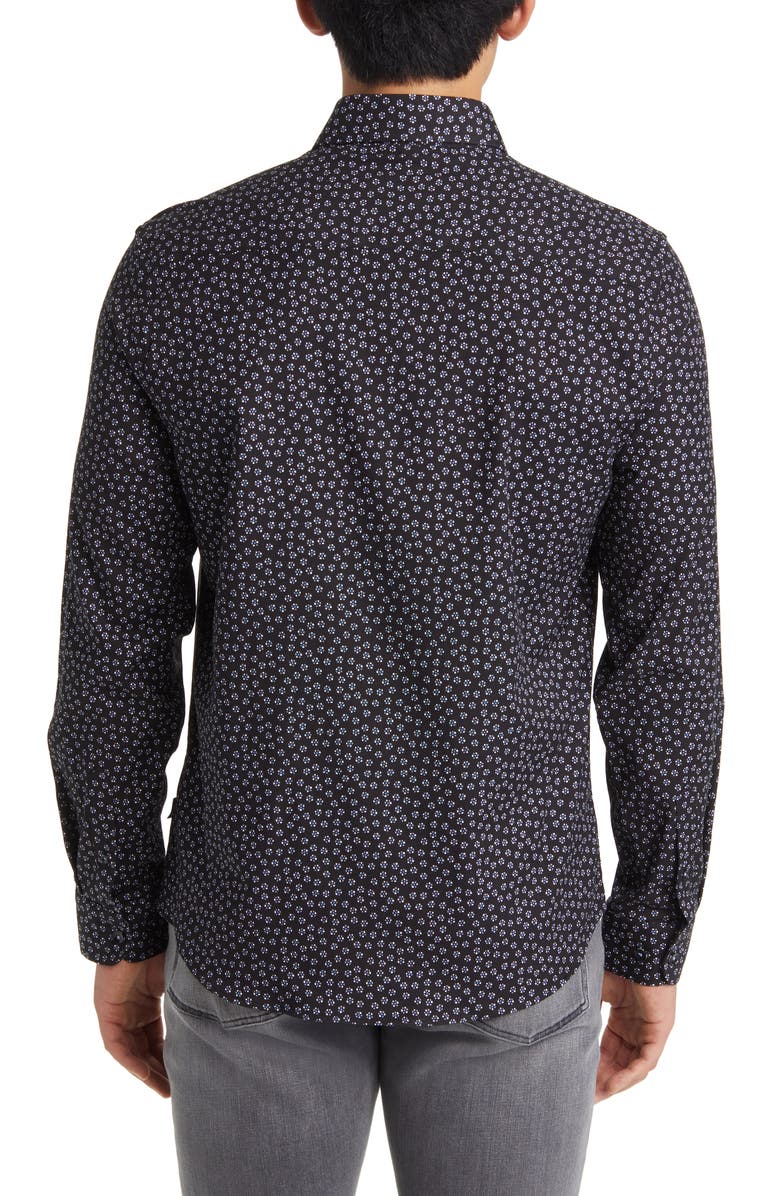 Stone Rose Ditsy Floral Button-Up Shirt, Alternate, color, Black