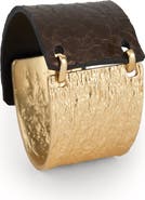 SAACHI Textured Link Faux Leather Cuff Bracelet