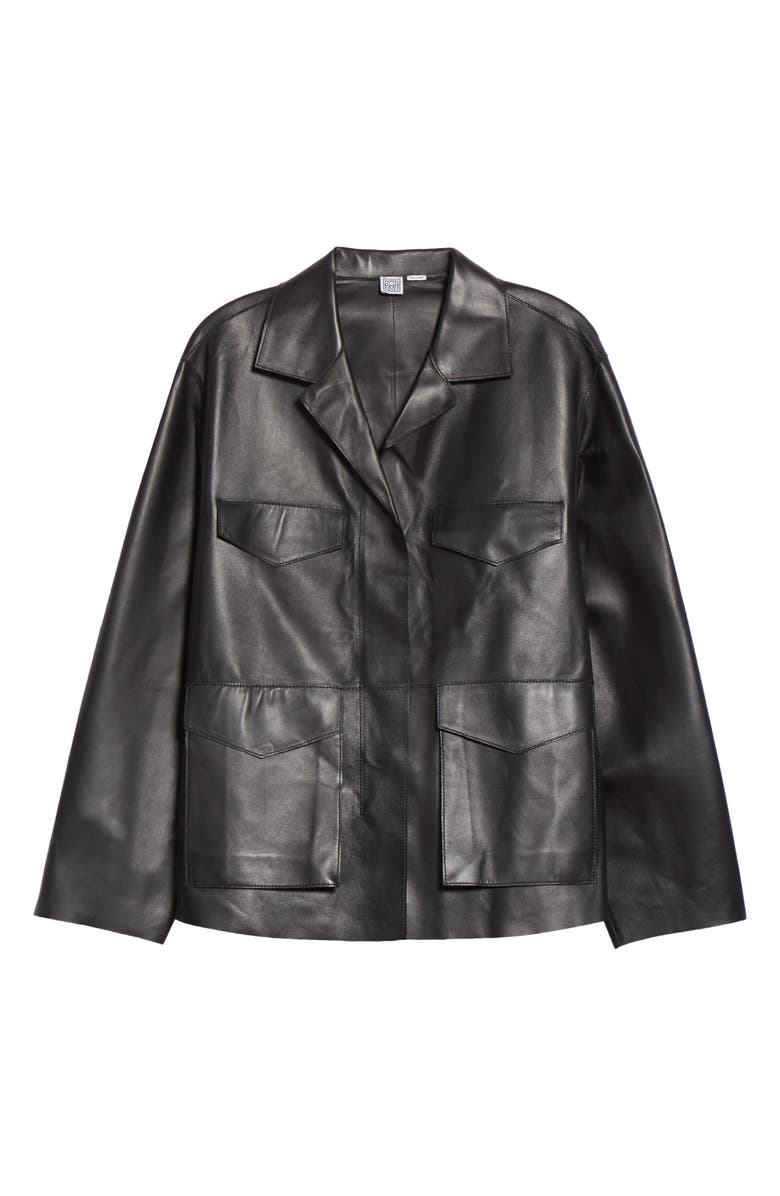 TOTEME Avignon Oversize Leather Jacket, Alternate, color,