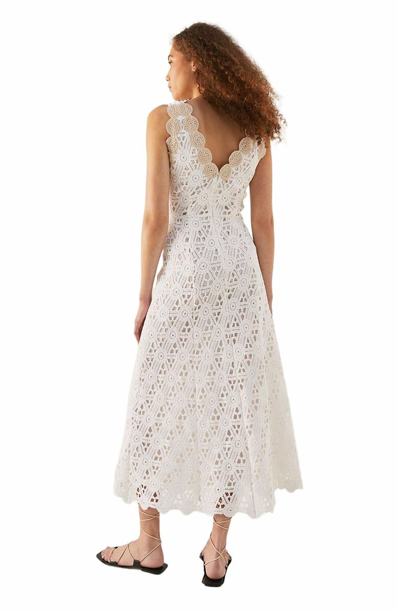 Rebecca Taylor Macrame Midi Dress, Alternate, color, Milk