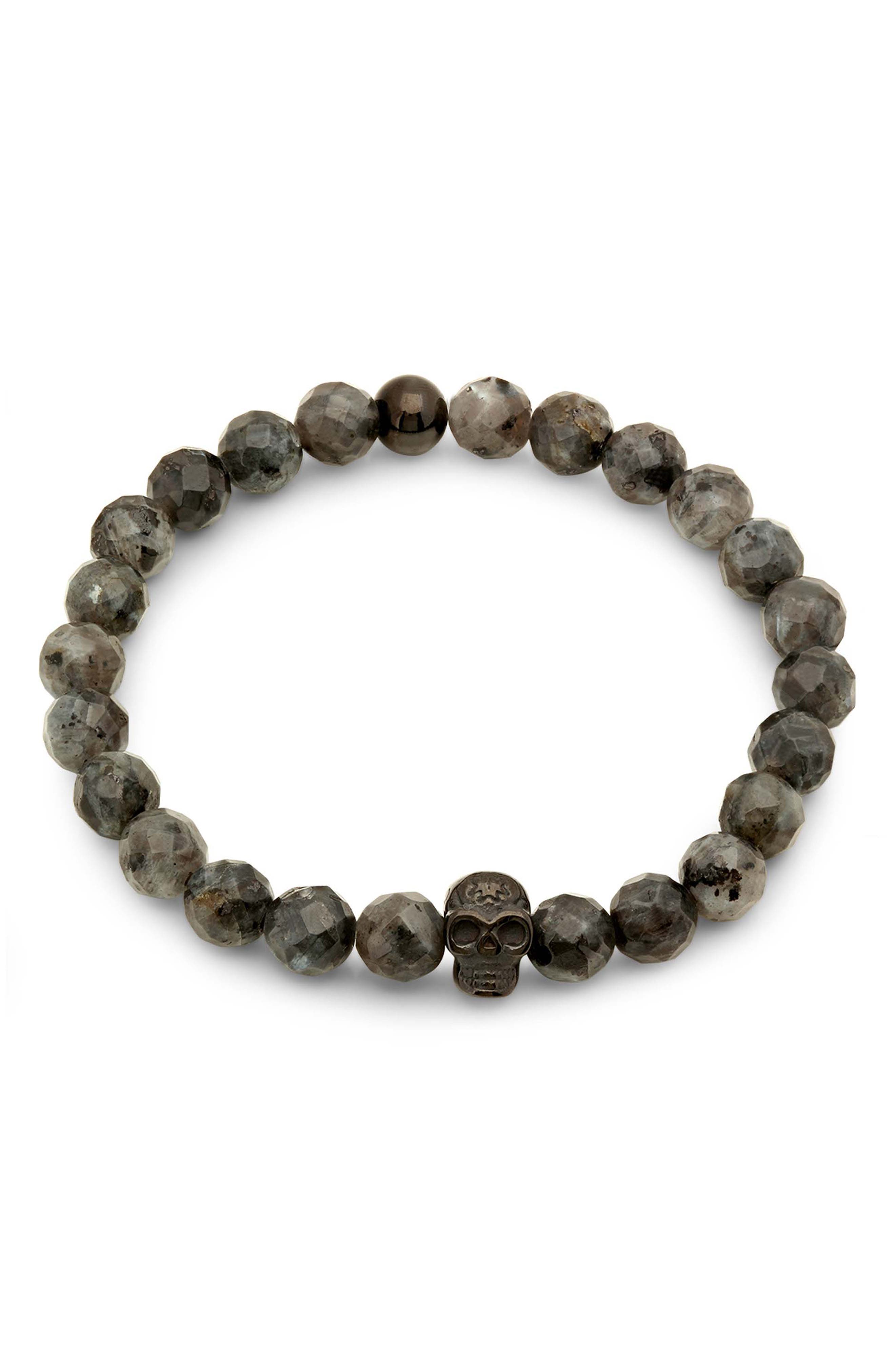 Men's Skull Bead Stretch Bracelet