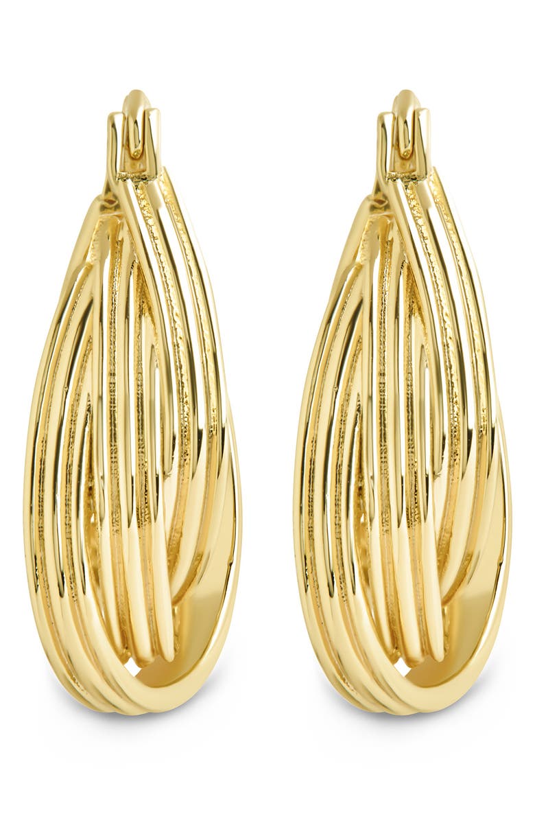 Sterling Forever Emery Triple Row Layered Hoop Earrings, Alternate, color, Gold