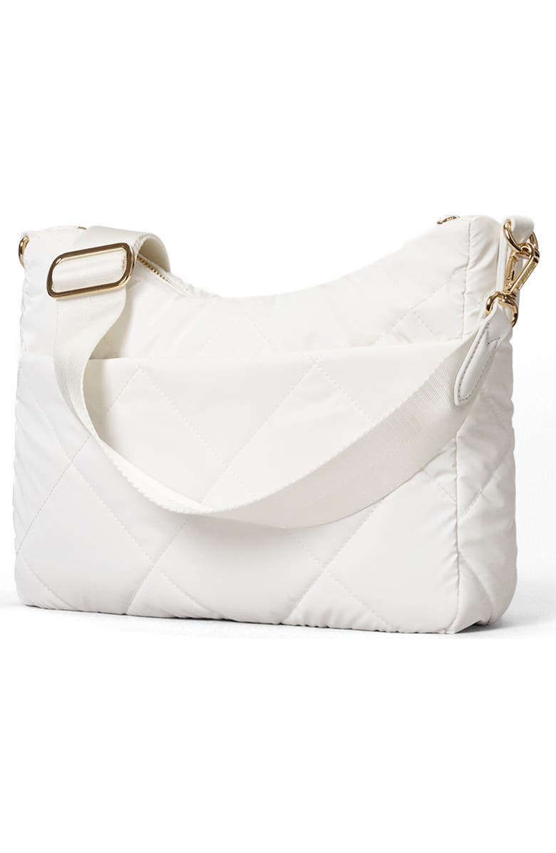 MZ Wallace Madison Uptown Quilted Nylon Crossbody Bag, Alternate, color, Chalk Liquid
