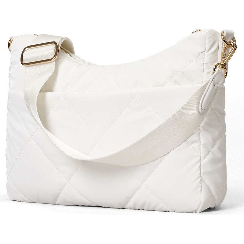 Mz Wallace Madison Uptown Quilted Nylon Crossbody Bag In Chalk Liquid