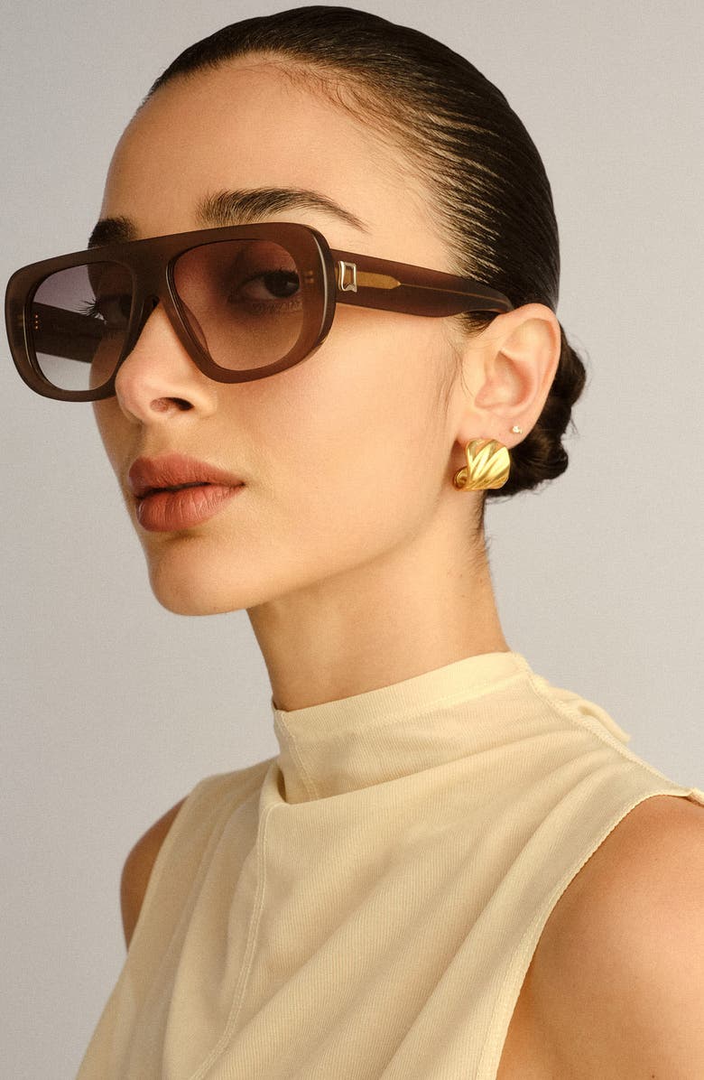 LUV LOU The Dionne 55mm Aviator Sunglasses, Alternate, color, Mushroom