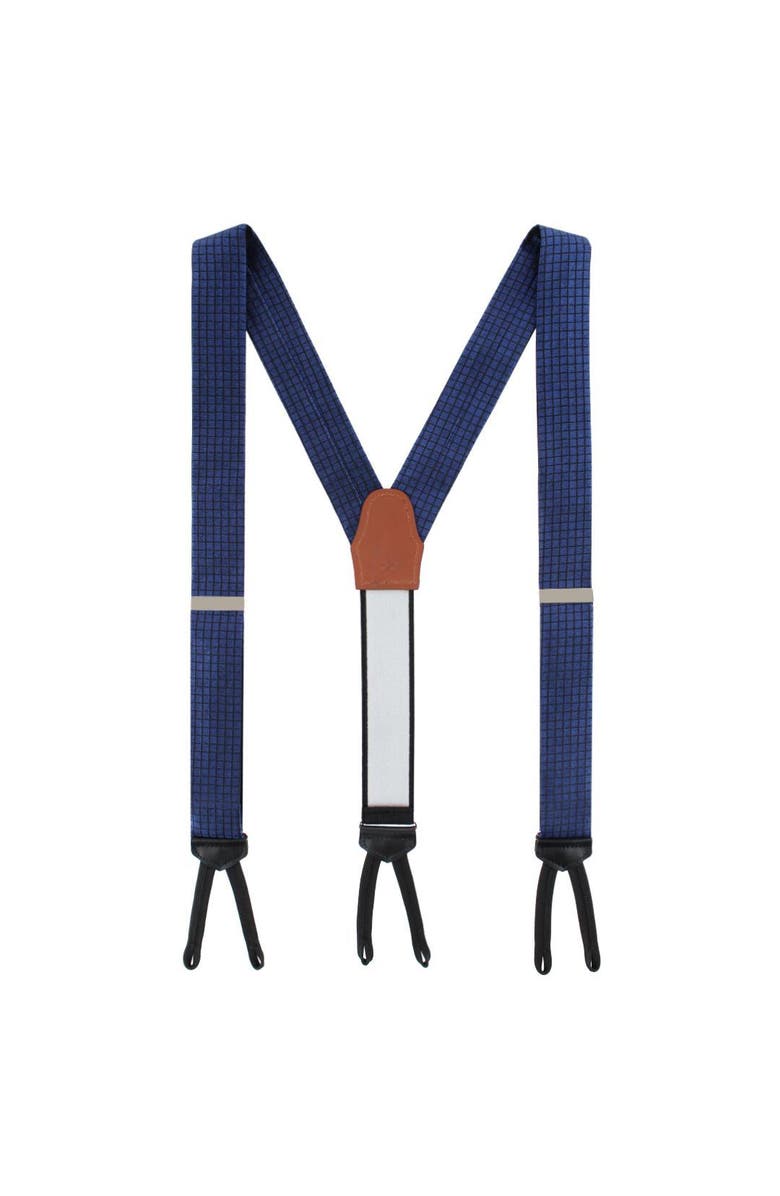 Trafalgar Bradford Neat Square Silk Formal End Suspenders, Alternate, color, Navy Blue