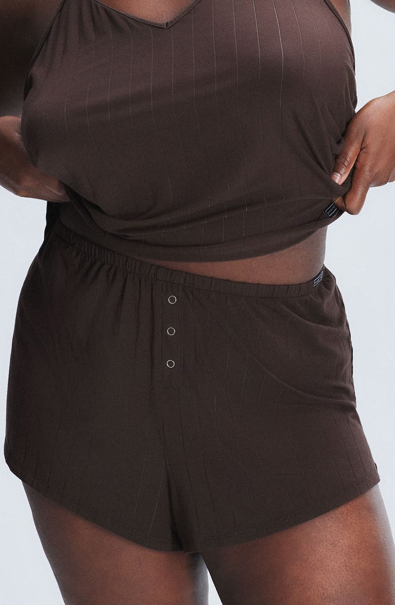 SAVAGE X FENTY Sleek Stitch Pajama Shorts, Alternate, color, Double Espresso Brown