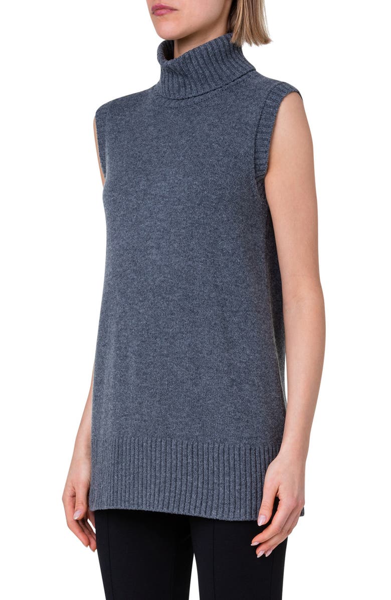 Akris punto Sleeveless Longline Virgin Wool & Cashmere Sweater, Alternate, color, 085 Slate