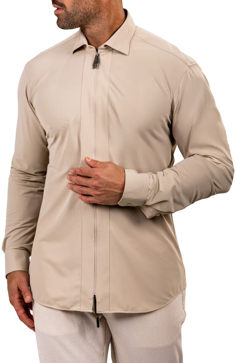 Maceoo FibZip Marthyr Knit Zip-Up Shirt, Alternate, color,