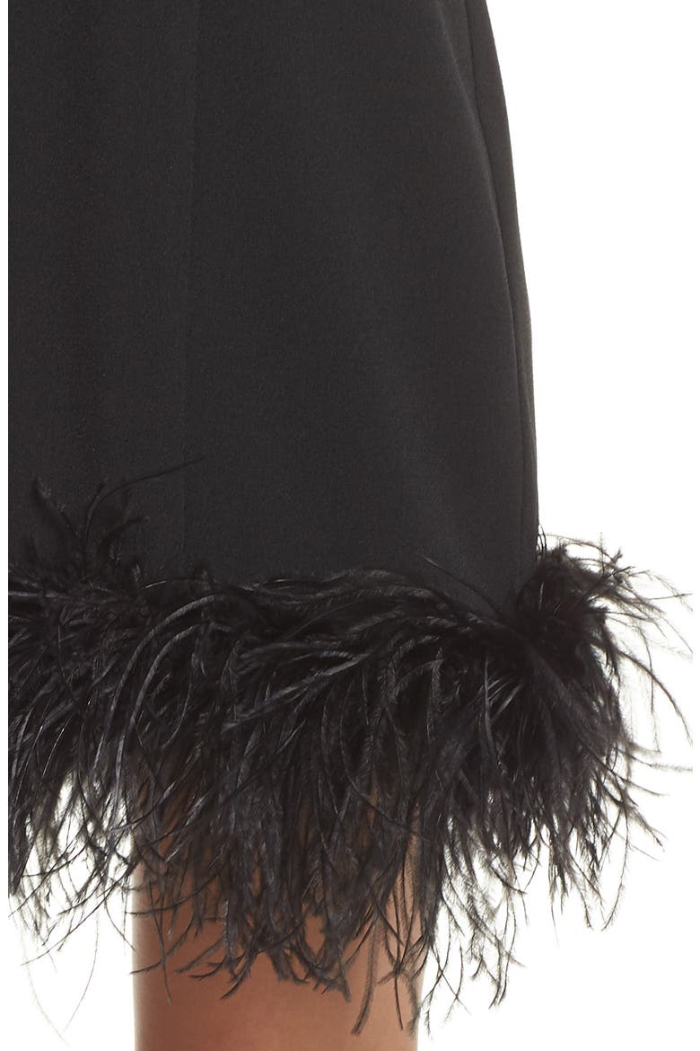 Feather Hem Sheath Dress, Alternate, color, BLACK