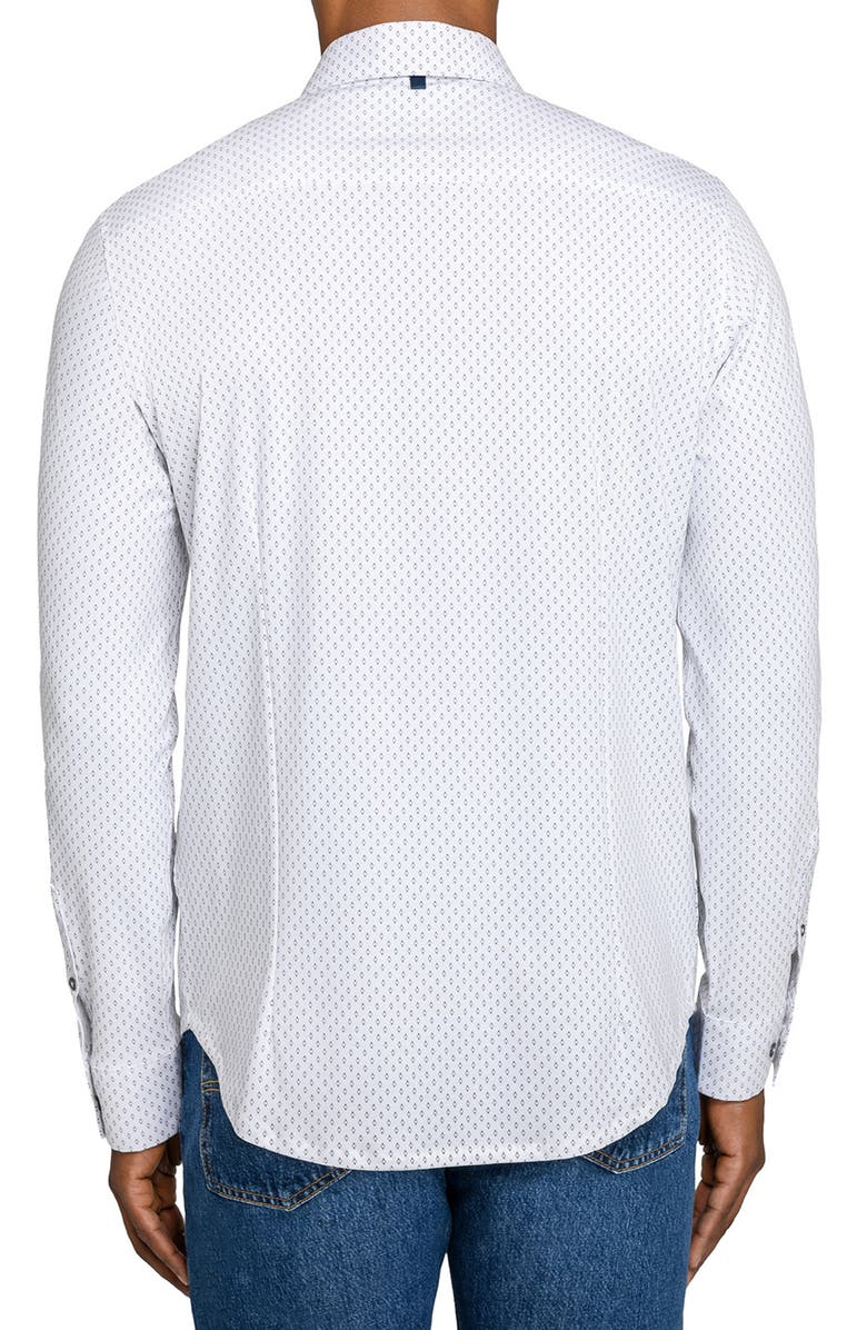 W.R.K Reworked Slim Fit White Diamond Print Cotton Button-Up Shirt, Alternate, color, White